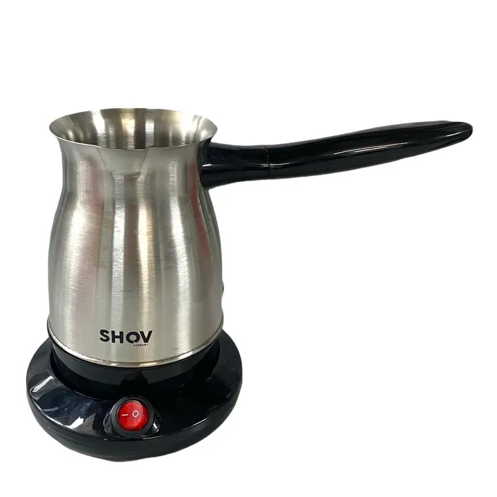 Shov Turkish Coffee Maker | Cordless Electric Moka Pot | 5 Cups (450ml), 600W | Stainless Steel Housing, 360° Swivel, Overheat Protection | Traditional Cezve for Turkish Coffee