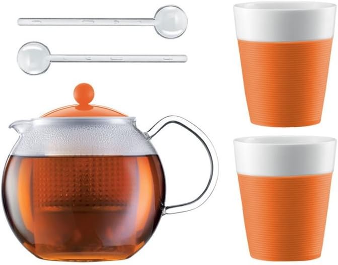 Bodum Assam AK1830-XY-Y15-8 Tea Maker with 2 Glasses and Spoons Orange