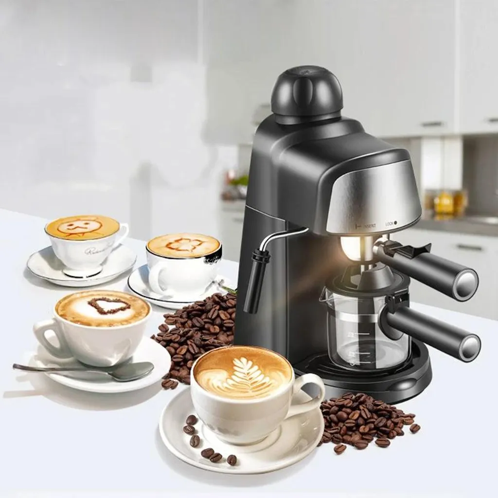 Traumheim Espresso machine with milk frother, 800W Retro Mini Espresso Machine with portafilter, 304 stainless steel, coffee machine for cappuccino, latte, macchiato