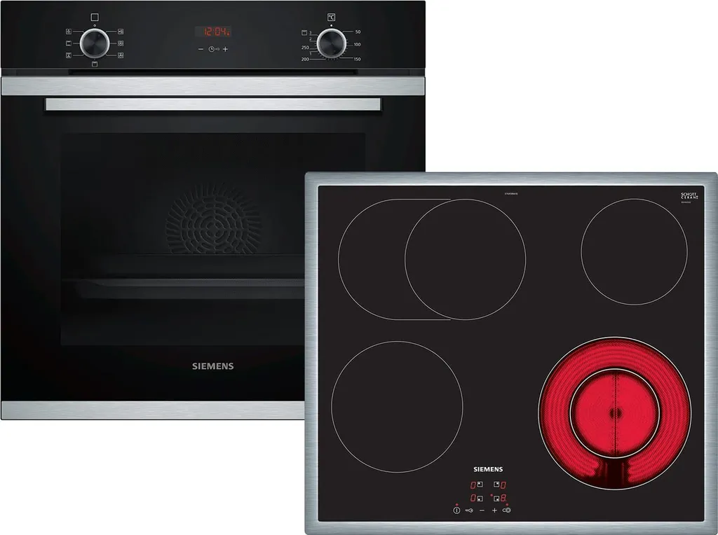 Siemens EQ212KA01Z Set Oven HB213ABS0 Stainless Steel + Glass Ceramic Hob ET645BNA1E