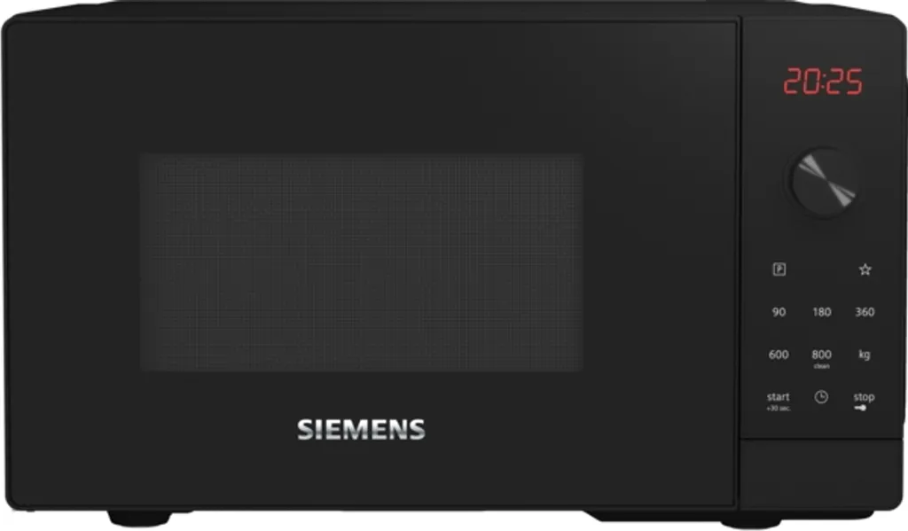Siemens FF023LMB2 iQ300 Microwave, 44 x 26 cm, 800 Watts, 27 cm turntable, left-hinged door, cookControl7 automatic programs, favorites button, black