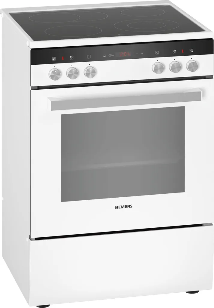 Siemens HK9R3A220 freestanding electric oven with glass ceramic hob, 60 cm, white
