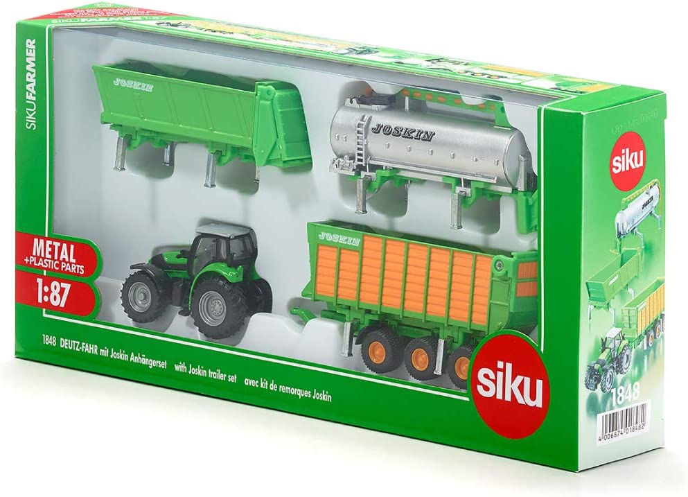Siku 1:87 Deutz-Fahr W/3 Pce Joskin Trailer Set