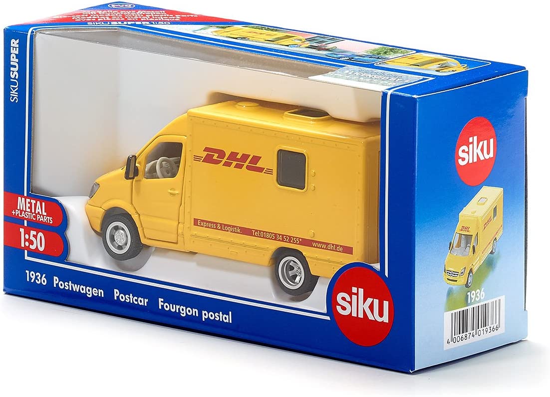 SIKU 1936, mail van, 1:50, metal / plastic, yellow, openable doors