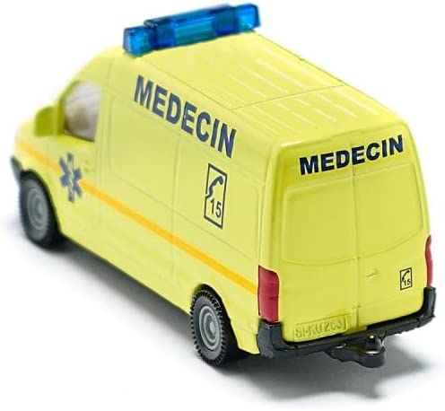 siku 1654001, France Rescue Service Set, Metal / Plastic, Yellow, Play Combination with Towing Hitch