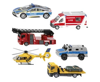 Siku emergency vehicles, 1:50 scale, 6 pieces