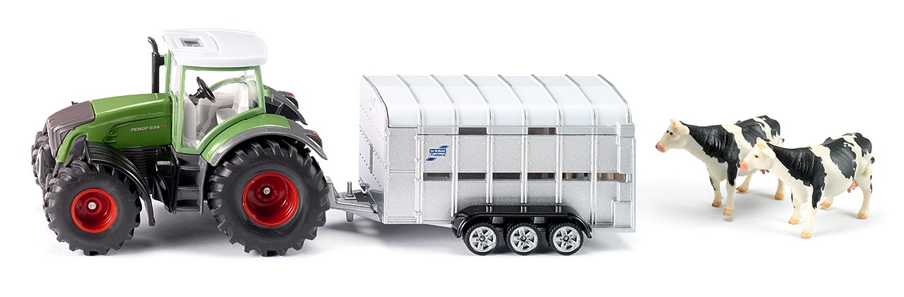 Siku John Deere Tractor for Williams Livestock Trailer and 2-Cows Playset