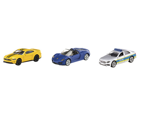 Siku Police and Sports Car Set, 1:87, 3 pieces 129g