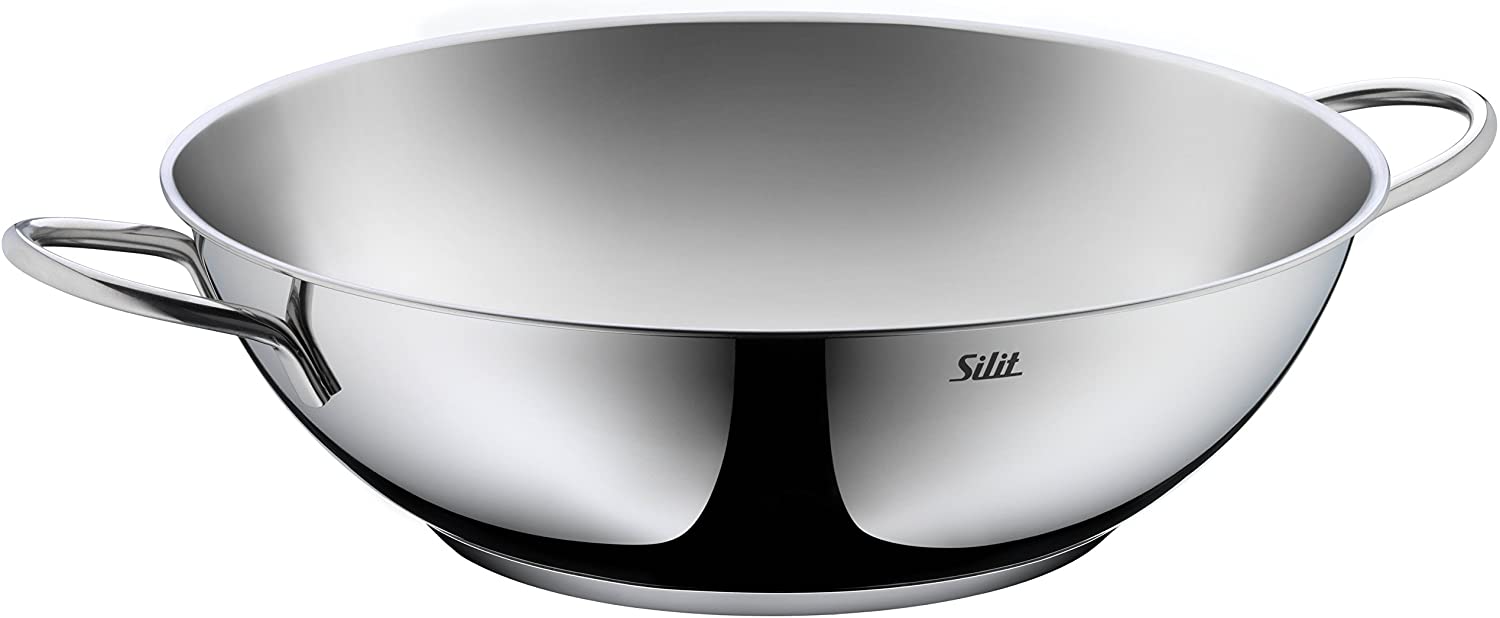 WMF Silit Rust-Proof Stainless-Steel Wok for Induction Dishwasher Safe Diameter 32 cm