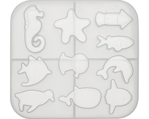 Silicone casting mold, maritime theme, 10-piece set, 30-55x12 mm