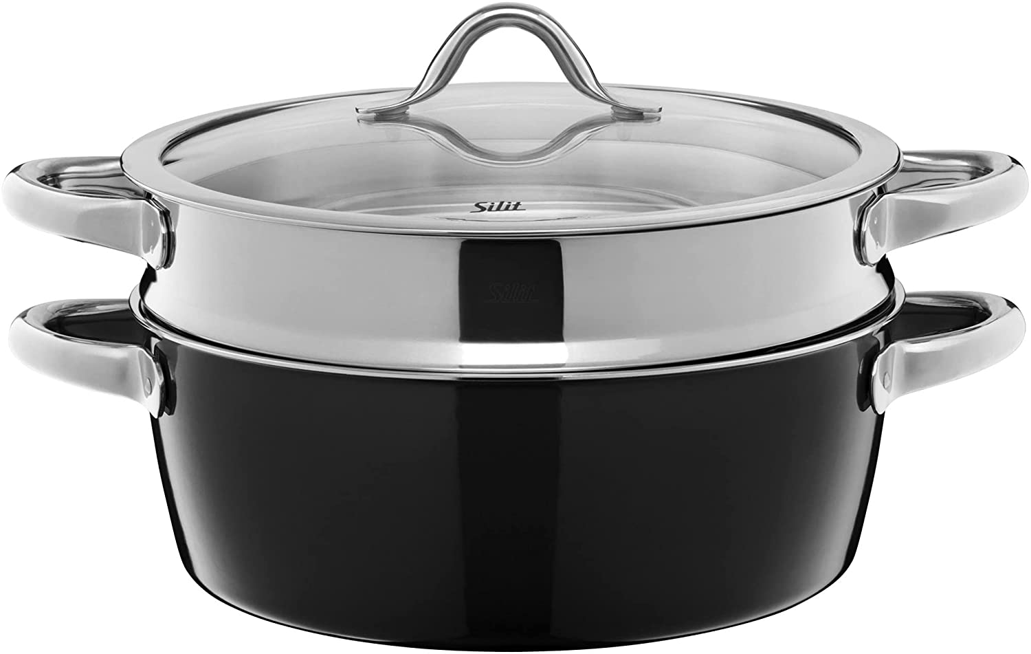 Silit 0728185011 Steamer 28 cm with Lid Vitaliano Nero