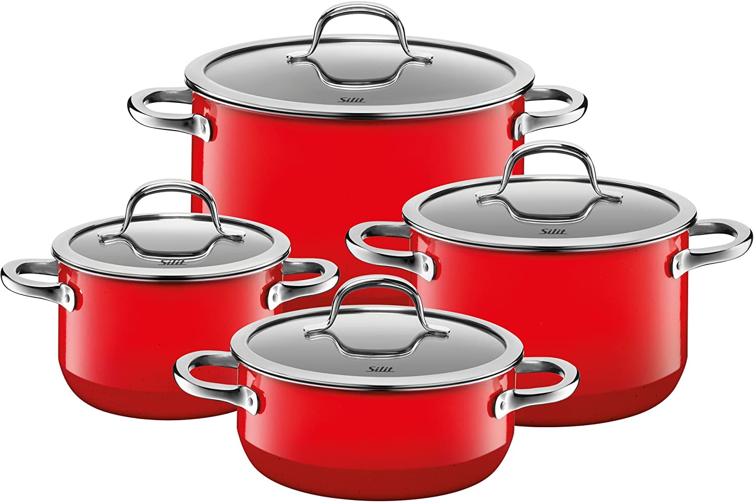 Silit 15175811 Pot Set 4-Piece Set, Passion Red