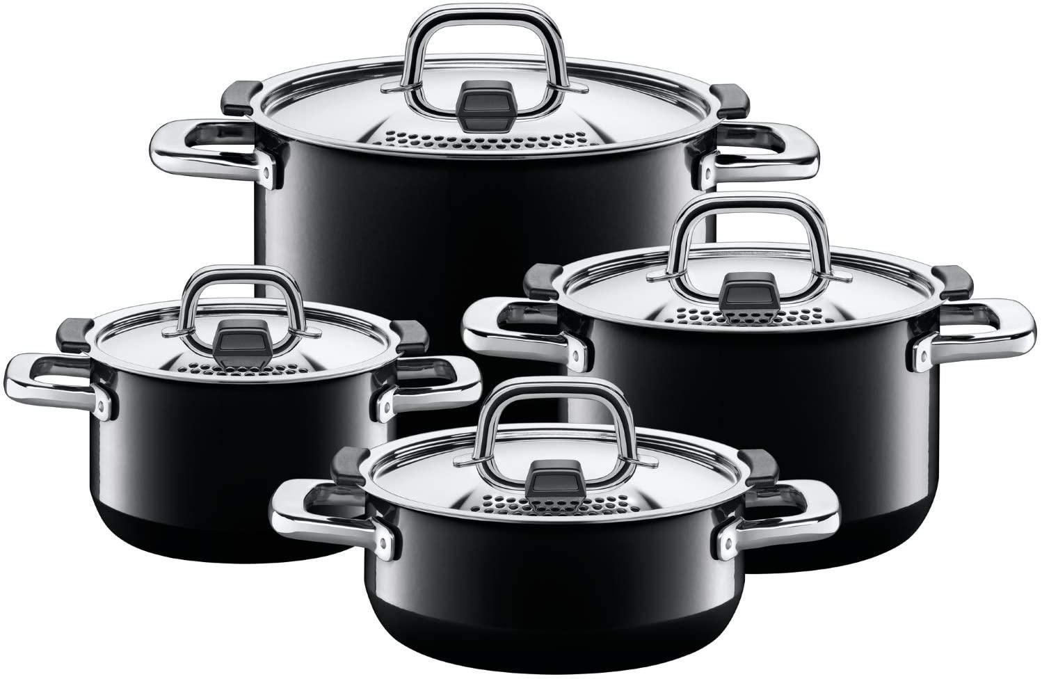 Silit 15191111 Cooking Pot Set 4 Pieces Natural Black