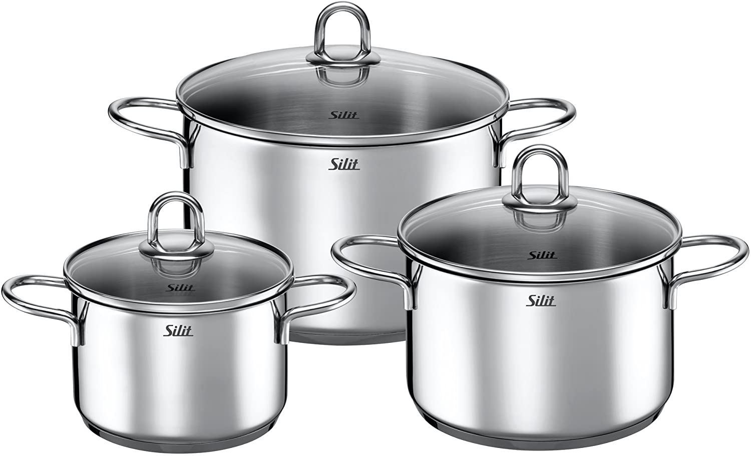 Silit 2109288107 Carat 3-Piece Planter Set Pouring Spout Suitable for Induction Cookers Dishwasher Safe Made in Germany