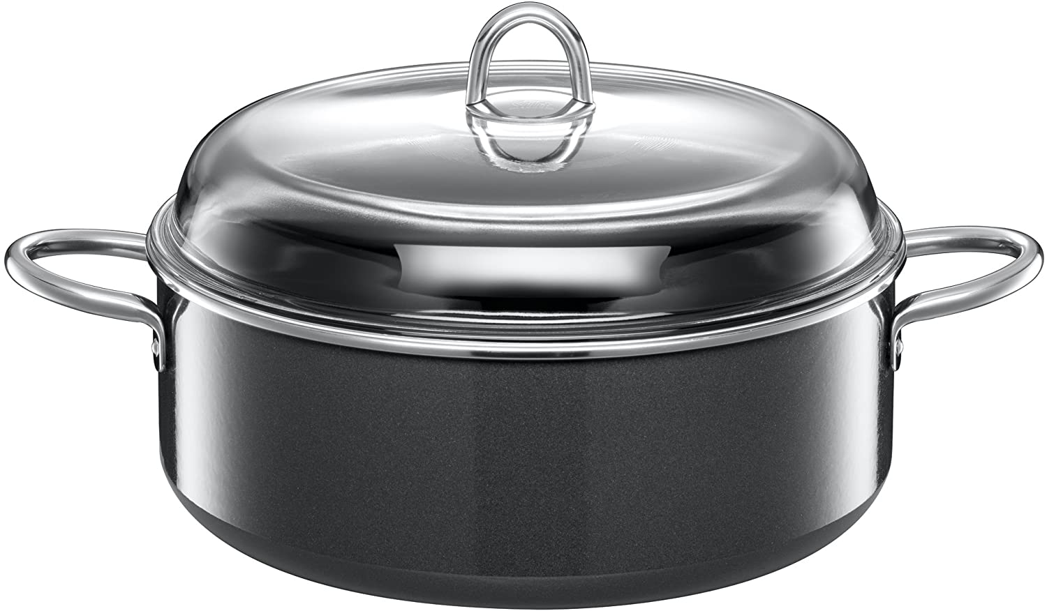 Silit Casserole with Glass Lid 28 cm, Roasting Dish with Glass Lid, Cooking Pot 6.0 L, Silitstahl Functional Ceramic Induction Grey