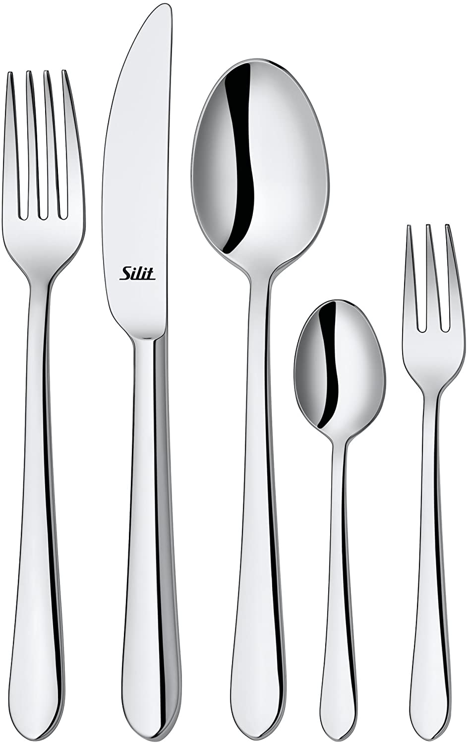Silit Midi cutlery set 68 pieces with serving utensils, for 12 people, monobloc knife, crominox polished stainless steel, dishwasher safe