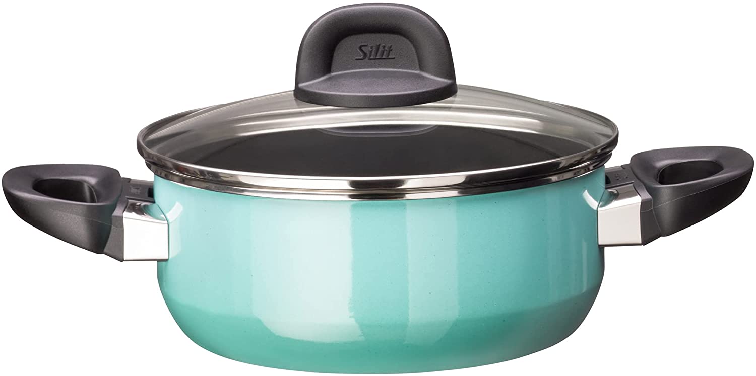 Silit Modesto Line Cooking Pot 20 cm Glass Lid Stewing Pot 2.4 L Silargan Functional Ceramic Pot Induction Green