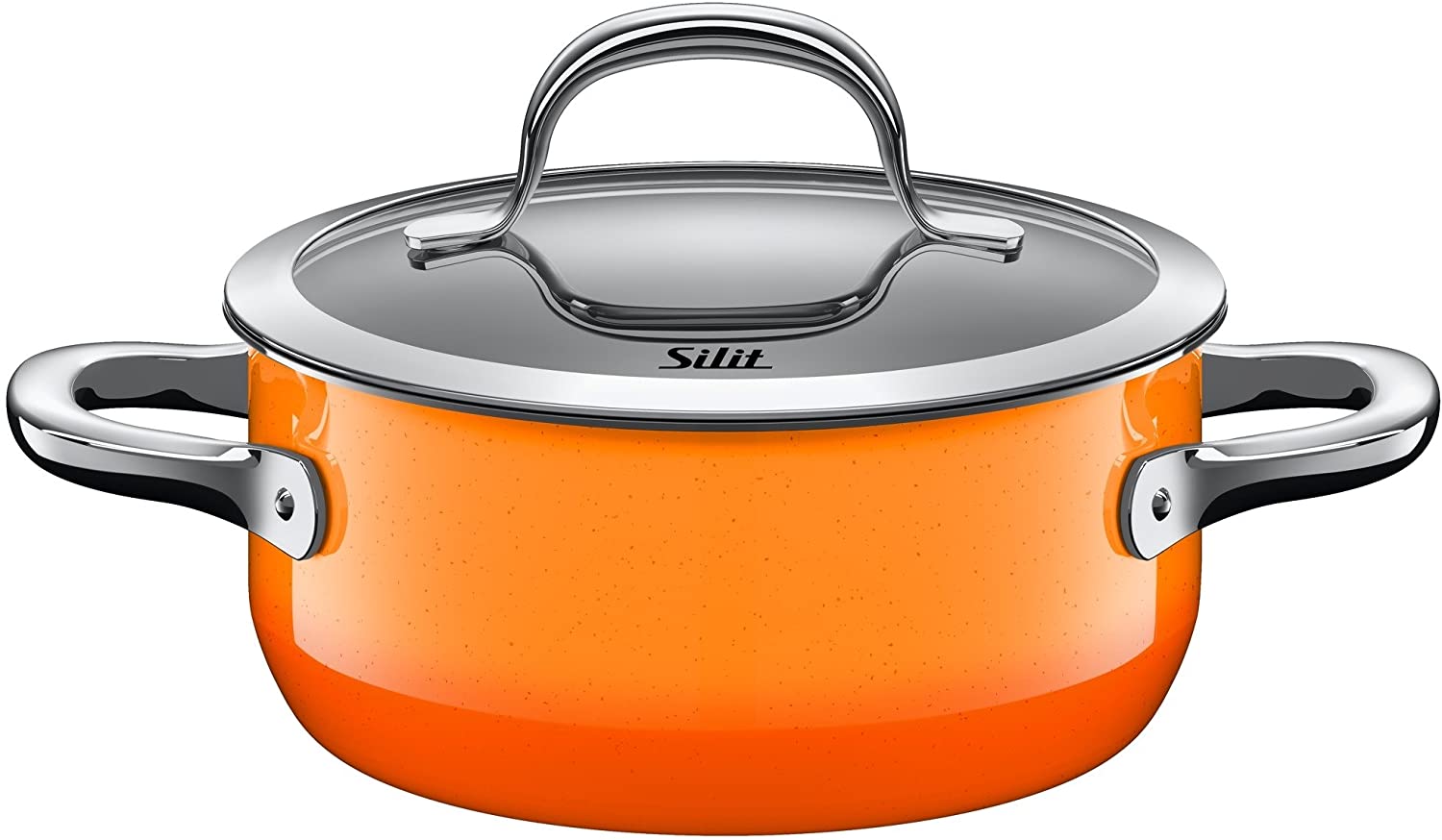 Silit Passion Orange saucepan 16cm, glass lid, casserole 1.3l, Silargan functional ceramics, induction pot, phase-out model, orange