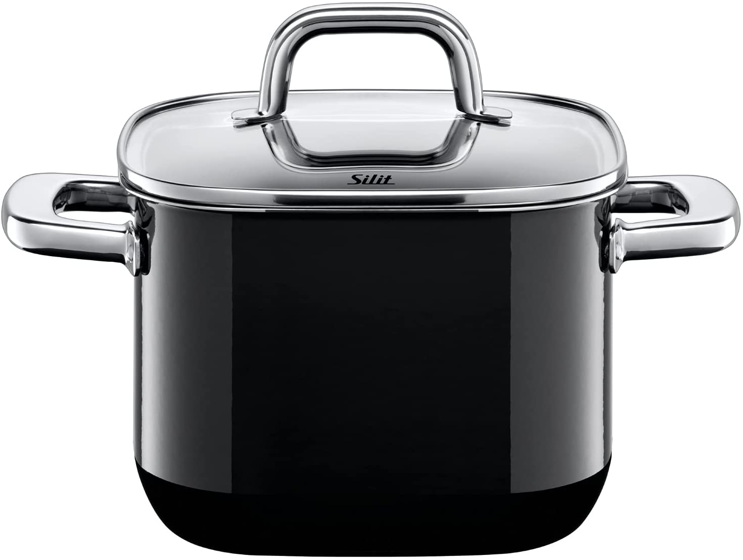 Silit Quadro Black, Meat Pot, with Lid, Silargan, Suitable for Induction, Black, 3.7 L, ? 18 cm