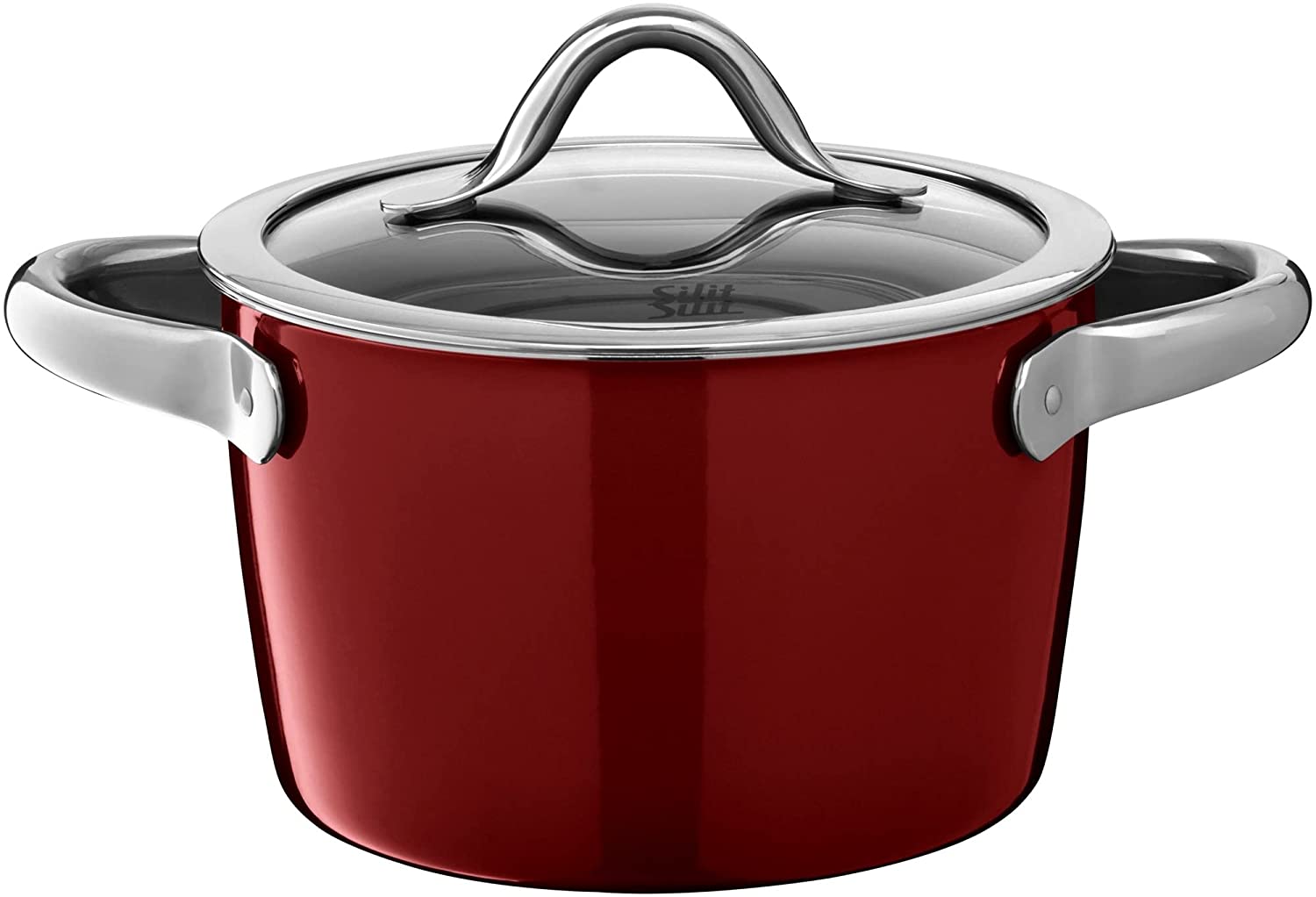 Silit Vitaliano Rosso Cooking Pot Height 18 cm Glass Lid Stewing Pot 2.7 Litres Silargan Functional Ceramic Induction Pot Discontinued Model Red