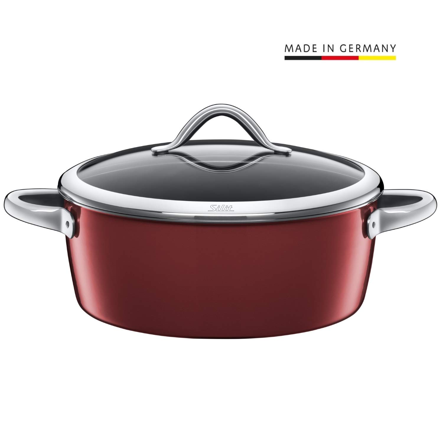 Silit Vitaliano Rosso Saucepan With Glass Lid Diameter 28 Cm Silargan Funct