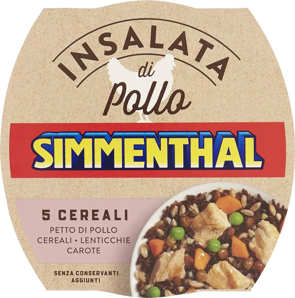 Simmenthal Chicken Salad 5 Cereals 5 Muesli 160g Chicken breast with muesli, lentils and carrots Free from preservatives Ready meals 160g