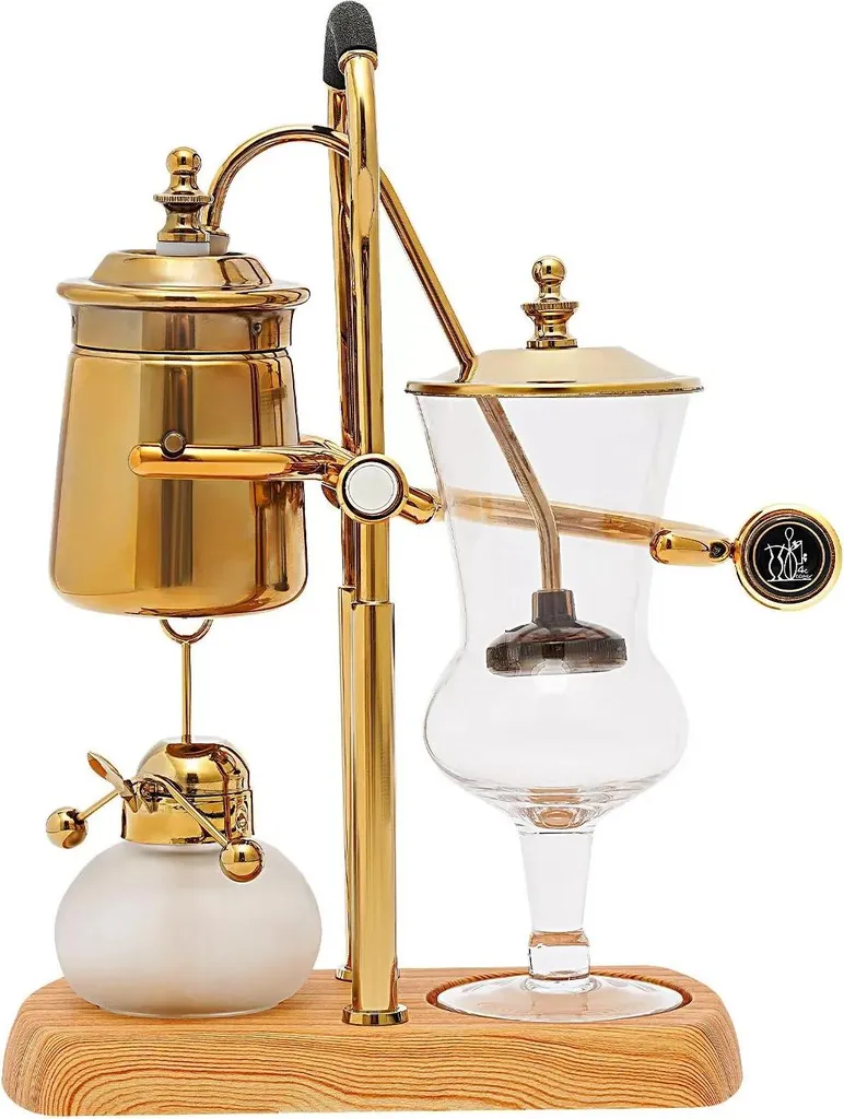 StarTech Siphon Coffee Maker - Vacuum Coffee Maker - 400-600 ml Capacity - Stainless Steel - 23.5×12×38 cm - Retro Style - Gold