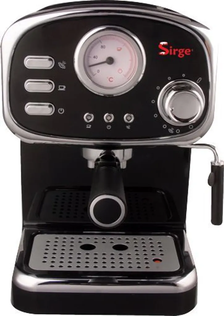 Sirge CREMILDA Traditional Espresso Machine, Portafilter Machine, Information Display, Thermometer, Milk Frother, ITALY Pump 15 bar - 1000W - 3 Filters [Coffee Pods + Ground Coffee (1 Cup and 2 Cups)]