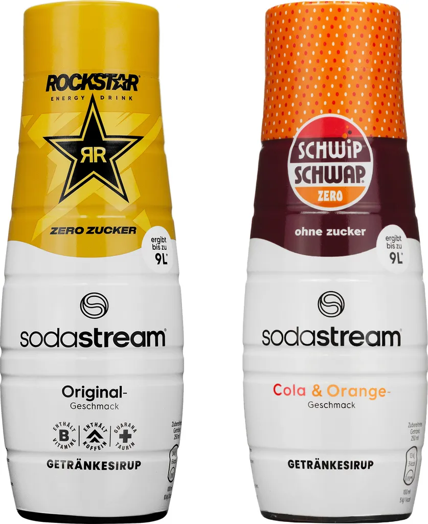 Syrup for SodaStream Rockstar Original Zero + Schwip Schwap Sugar-Free, 440 ml, 2 pieces