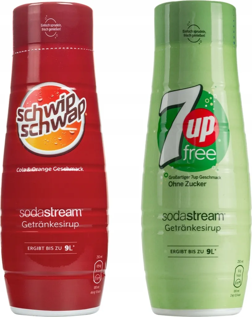 Syrup for SodaStream Schwip Schwap Cola Orange + 7UP Zero 440ml, 2 pieces