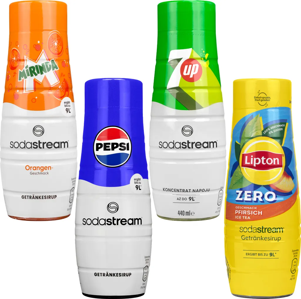 Syrup SodaStream Pepsi, Mirinda, 7UP, Lipton Ice Tea Peach Zero, 440ml, 4 pieces