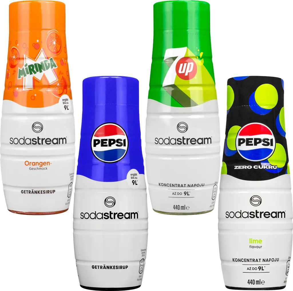 Syrup SodaStream Pepsi, Mirinda, 7UP, Pepsi MAX Lime, 440ml, 4 pieces