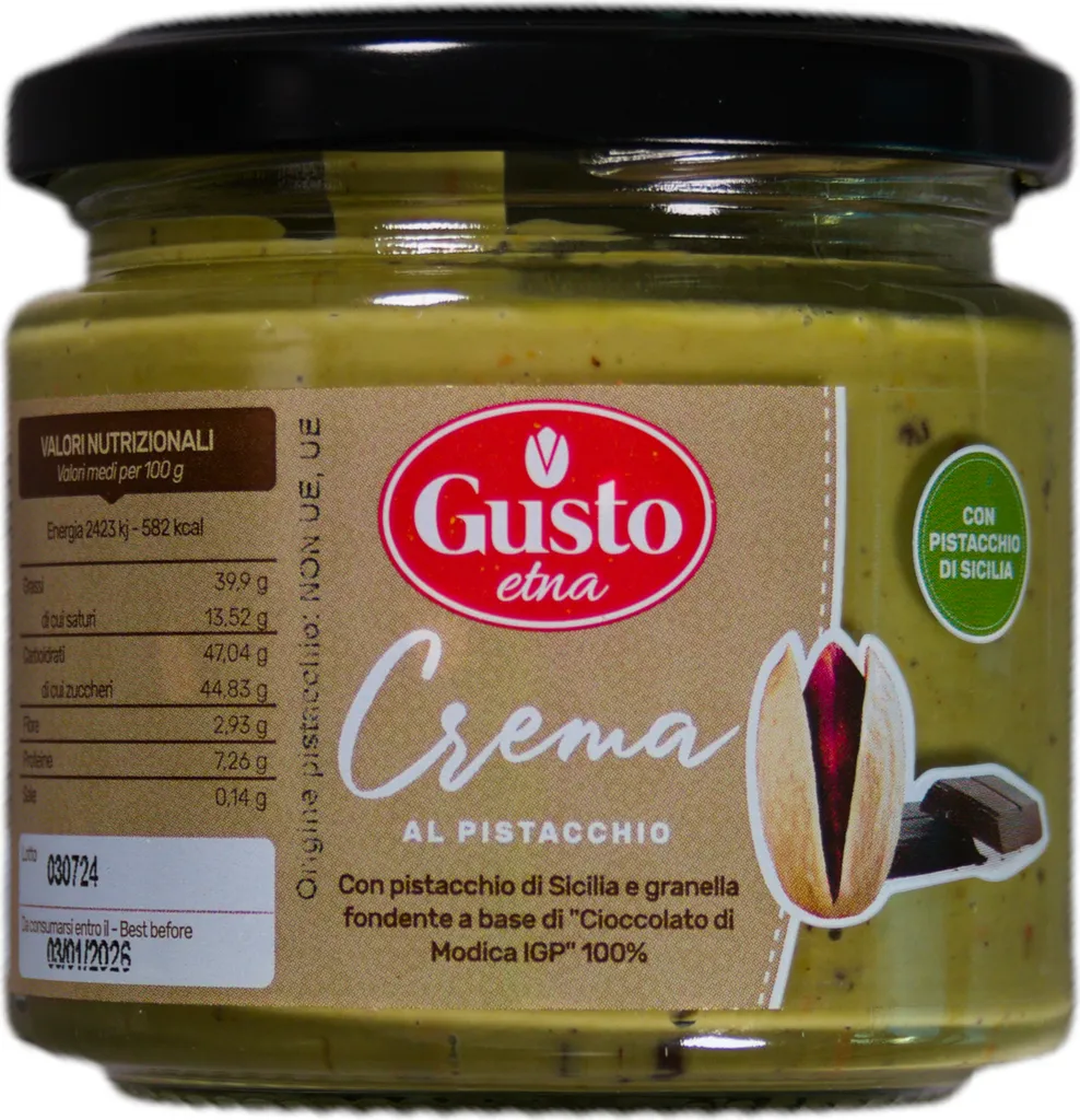 Sicilian Pistachio Chocolate Cream Crema al pistacchio 190g - Gusto Etna