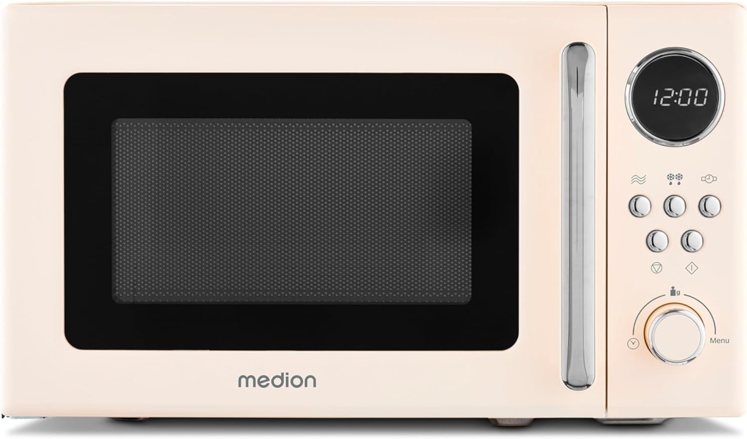 MEDION MD15000 Retro Microwave (20 liters, approx. 800 watts, 5 microwave levels, 8 automatic programs, digital display, defrost function, compact, beige