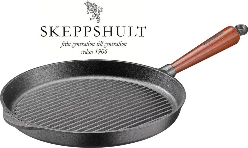 Skeppshult cast iron grill pan Ø 25 cm with walnut wood handle