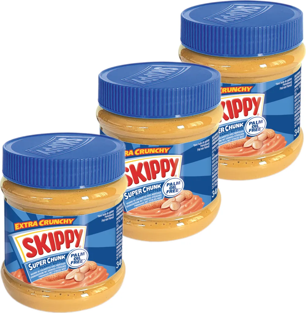 SKIPPY 3x Peanut Butter "Super-Chunk" Peanut Butter Crunchy Without Palm Oil 3x 340g