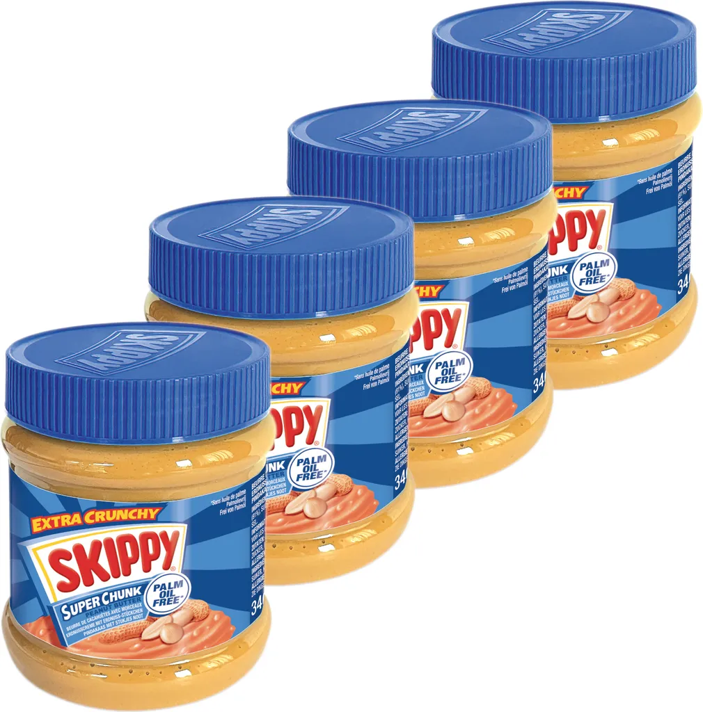 SKIPPY 4x Peanut Butter "Super-Chunk" Peanut Butter Crunchy Without Palm Oil 4x 340g