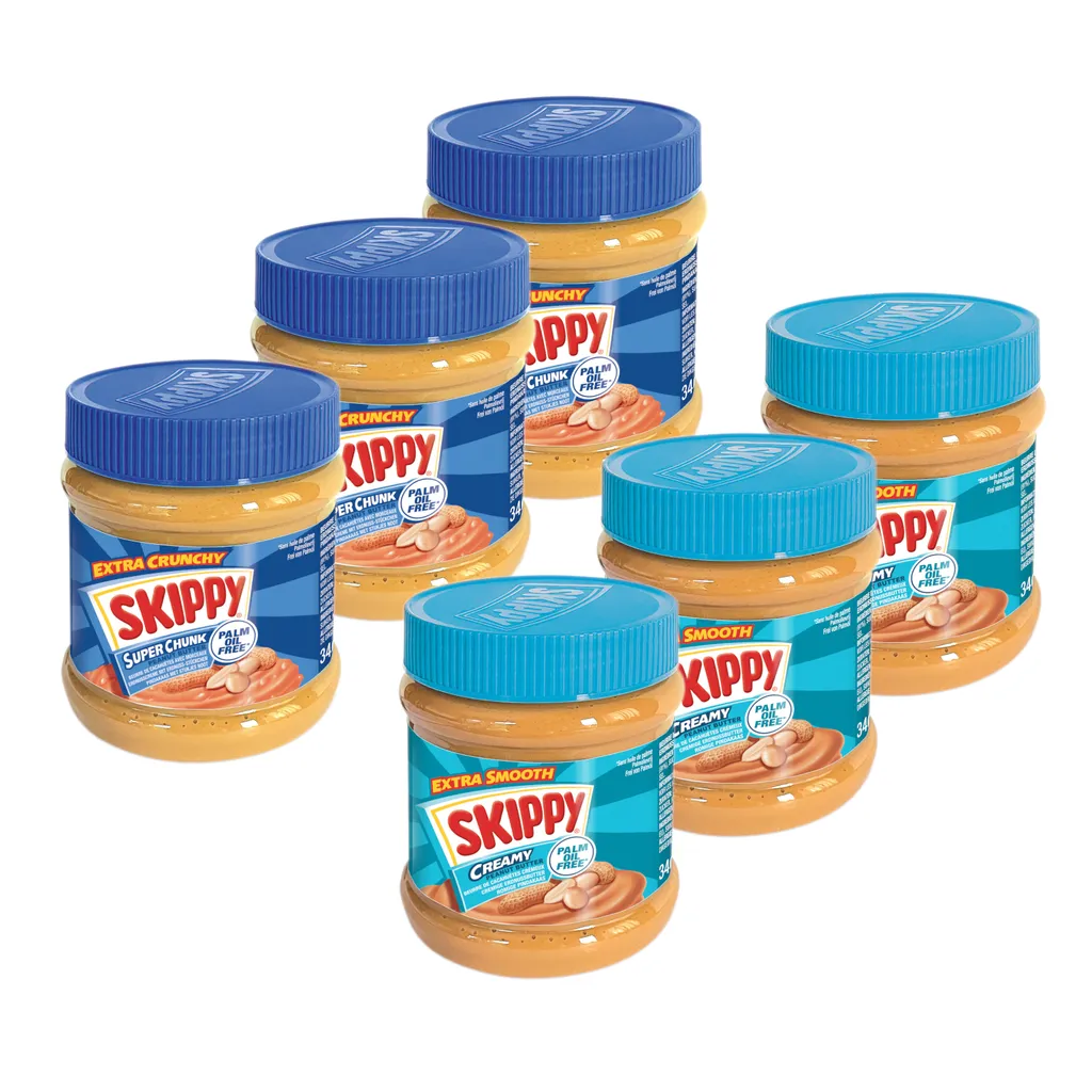 SKIPPY Peanut Butter Bundle 3x "Creamy" 3x "Super Chunk" without palm oil 6x 340g