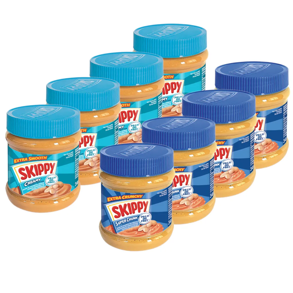 SKIPPY Peanut Butter Bundle 4x "Creamy" 4x "Super Chunk" without palm oil 8x 340g