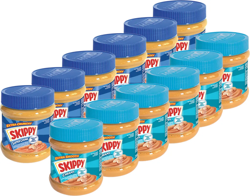 SKIPPY Peanut Butter Bundle 6x "Creamy" 6x "Super Chunk" without palm oil 12x 340g