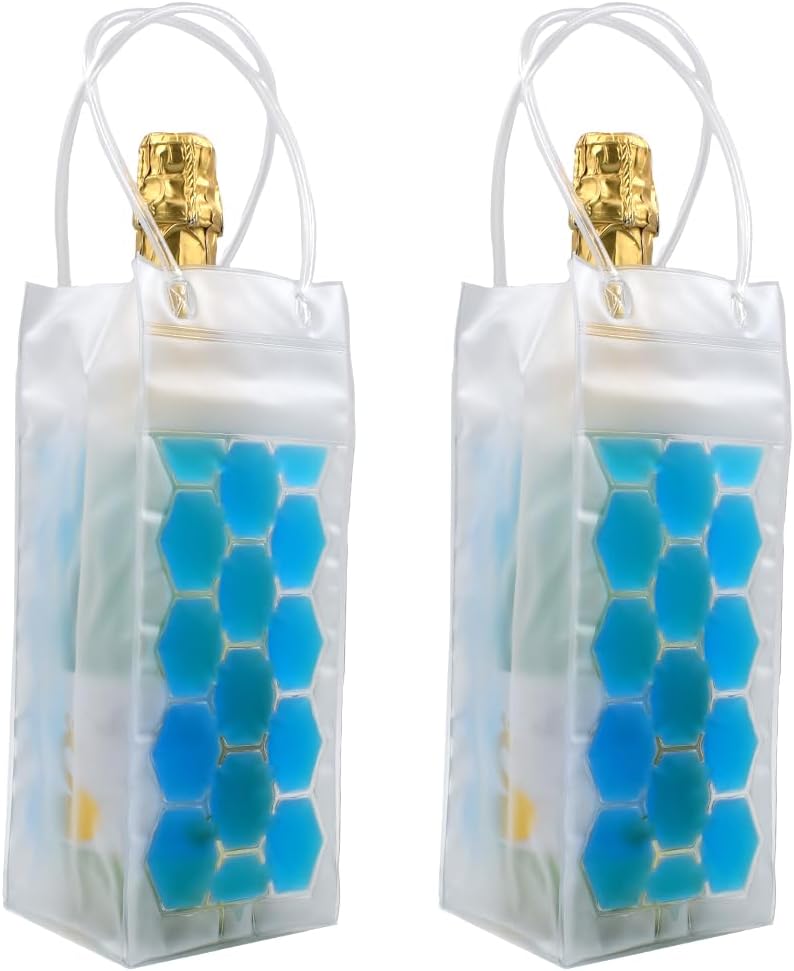 Wine Cooler Bag, Ice Bag for Wine, Beer Bottle (2 Pack) Instant Cooling and Keep Your Drink Cold, Keep Cool and Chill Champagne, Wine (Blue (Pack of 2)