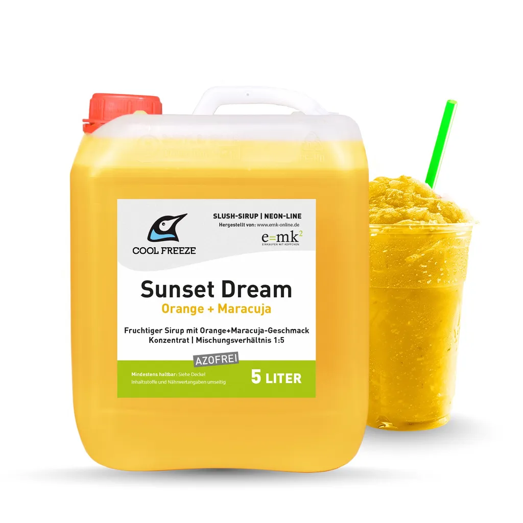 EmK Cool Freeze Sunset Dream (Orange-Passion Fruit) Slush Syrup | 5L Concentrate | Azo-Free | Direct from the Manufacturer 5000 ml
