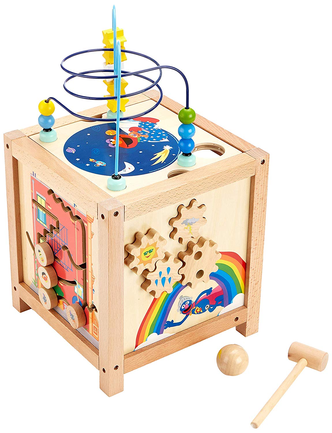 Small Foot by Legler Small Foot Sesame Street Wooden Motor Cube Fsc Certified For Multifunctiona