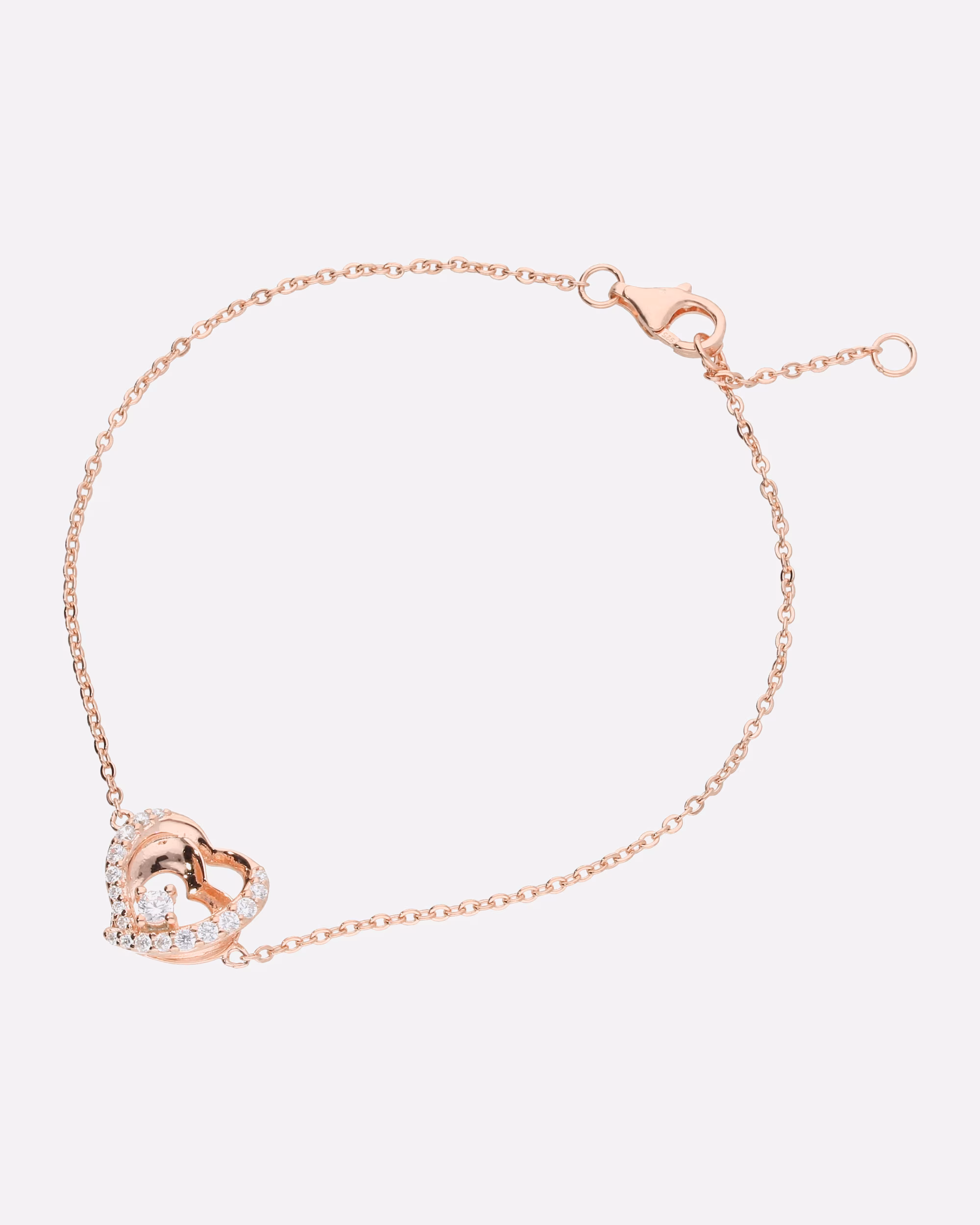Smart Jewel bracelet bracelet heart with zirconia, rose gold plated, silver 925 19 cm