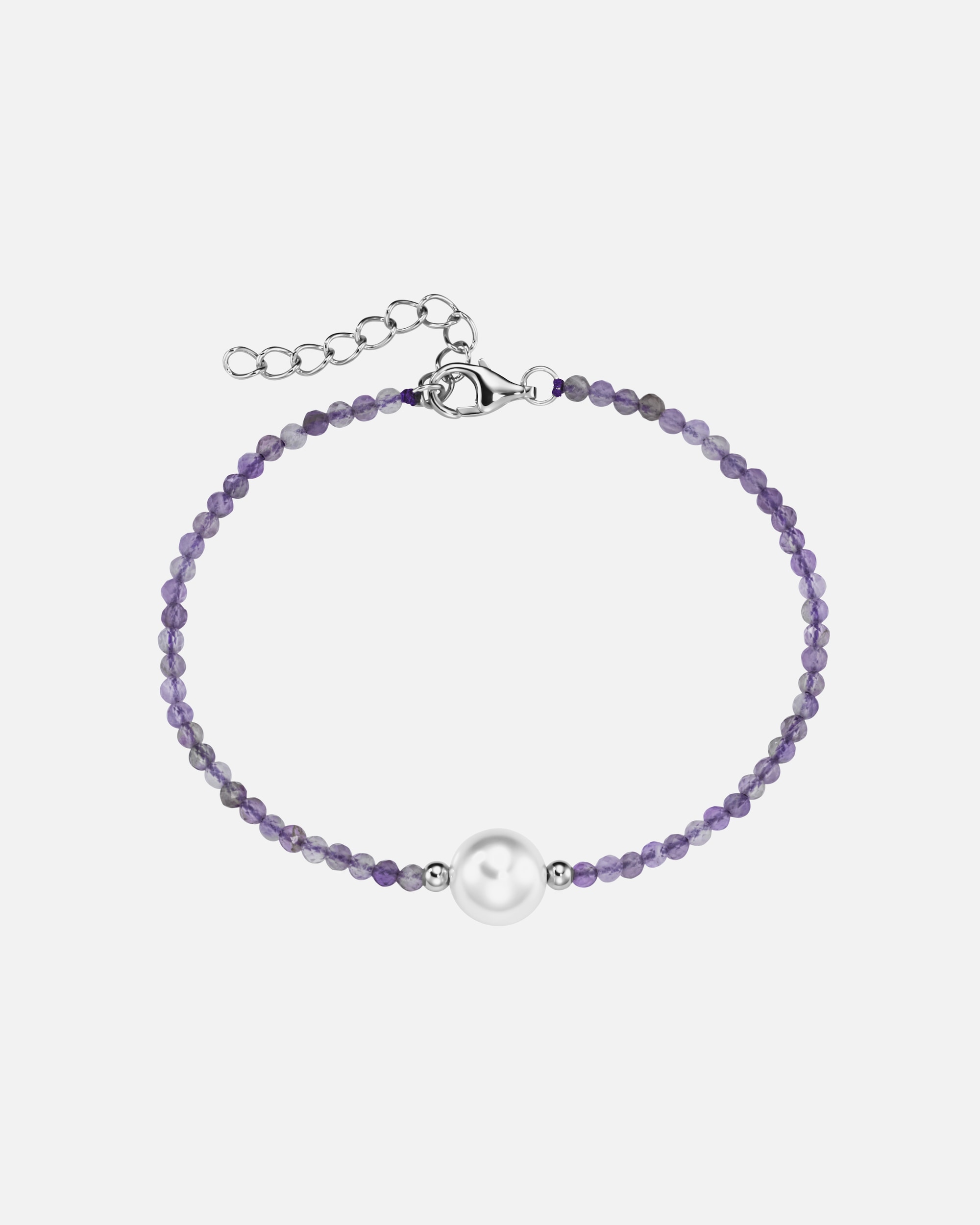 Smart Jewel bracelet bracelet with gemstone balls + shell pearl, silver 925 Lila