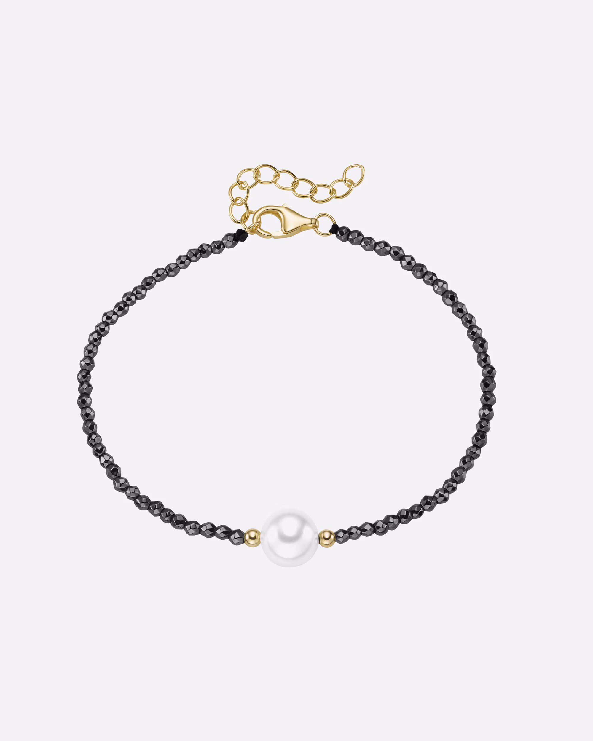 Smart Jewel bracelet bracelet with hematite balls + shell pearl, silver 925 19 cm