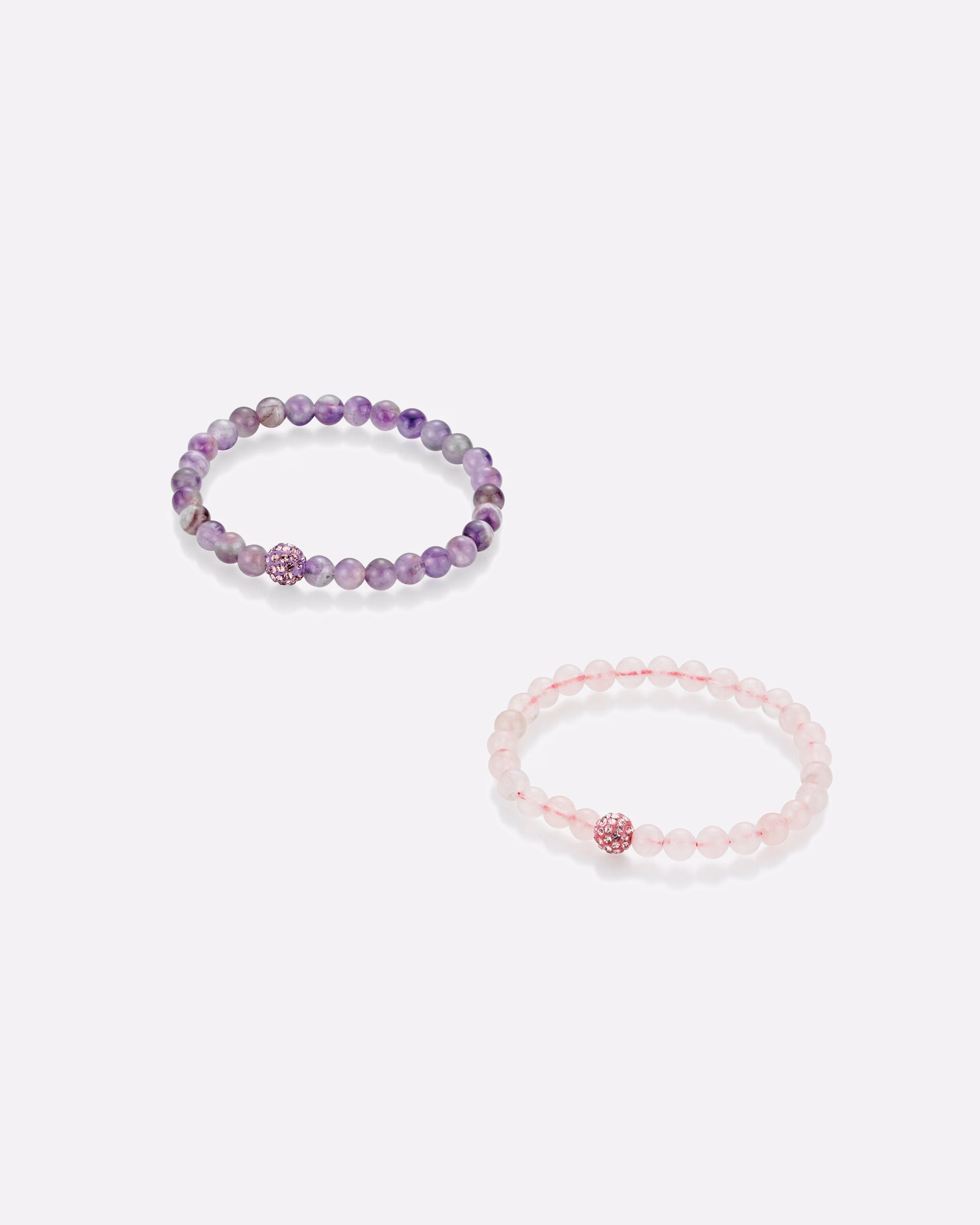 Smart Jewel Bracelet Bracelet Rose Quartz and Amethyst Balls, Crystal Stones Onesize