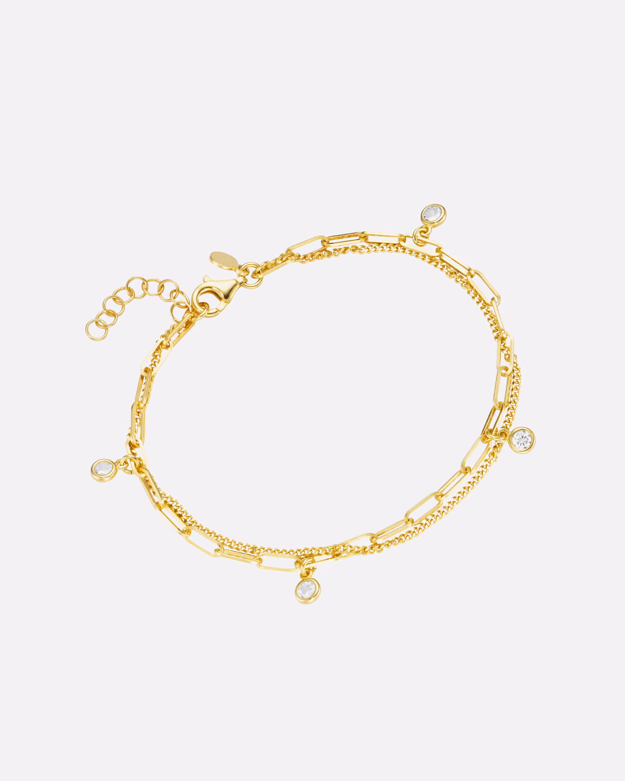 Smart Jewel bracelet bracelet double row, zirconia stones, silver 925 Gold