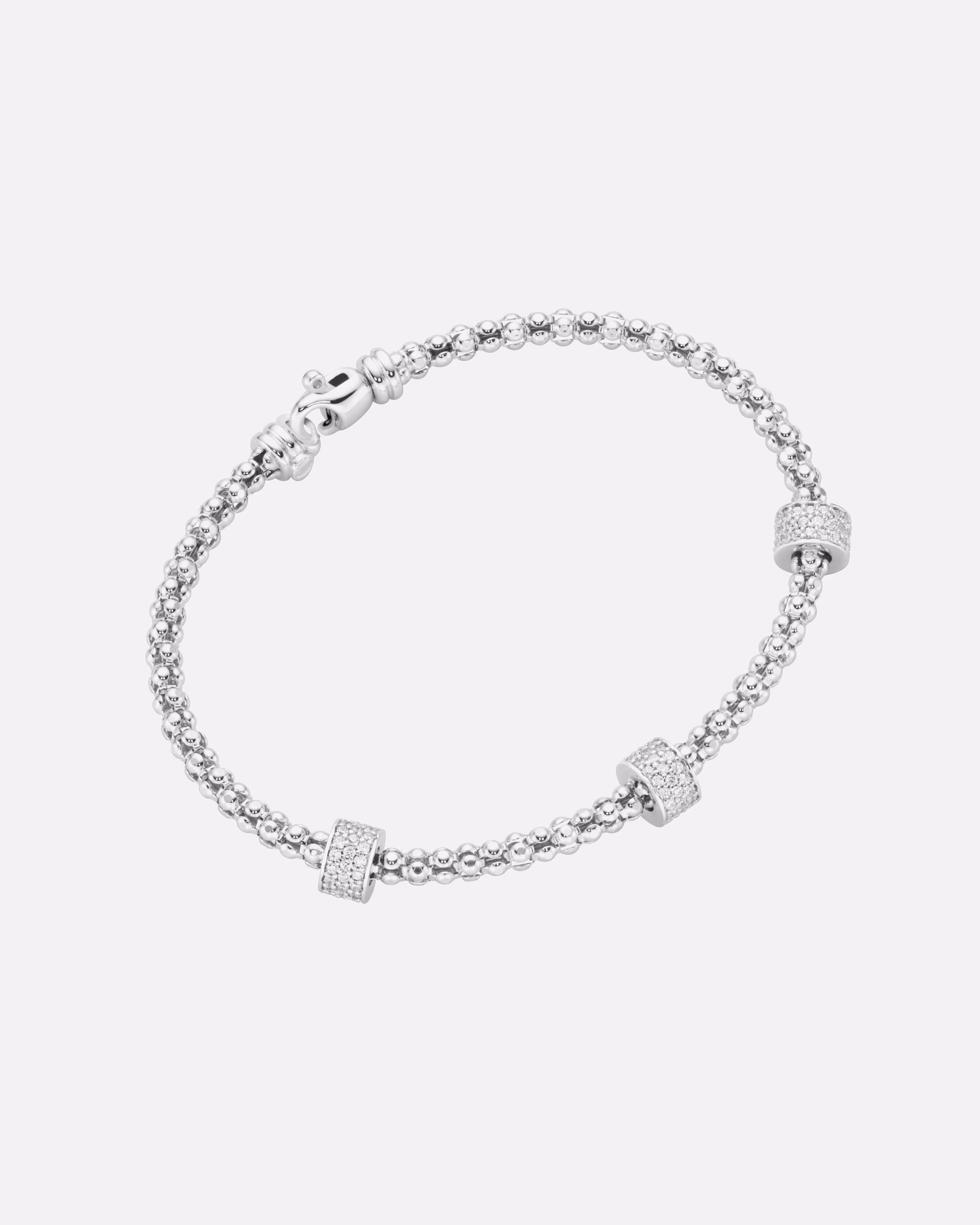 Smart Jewel bangle with raspberry chain look, rondelle with zirconia stones, silver 925 Silber