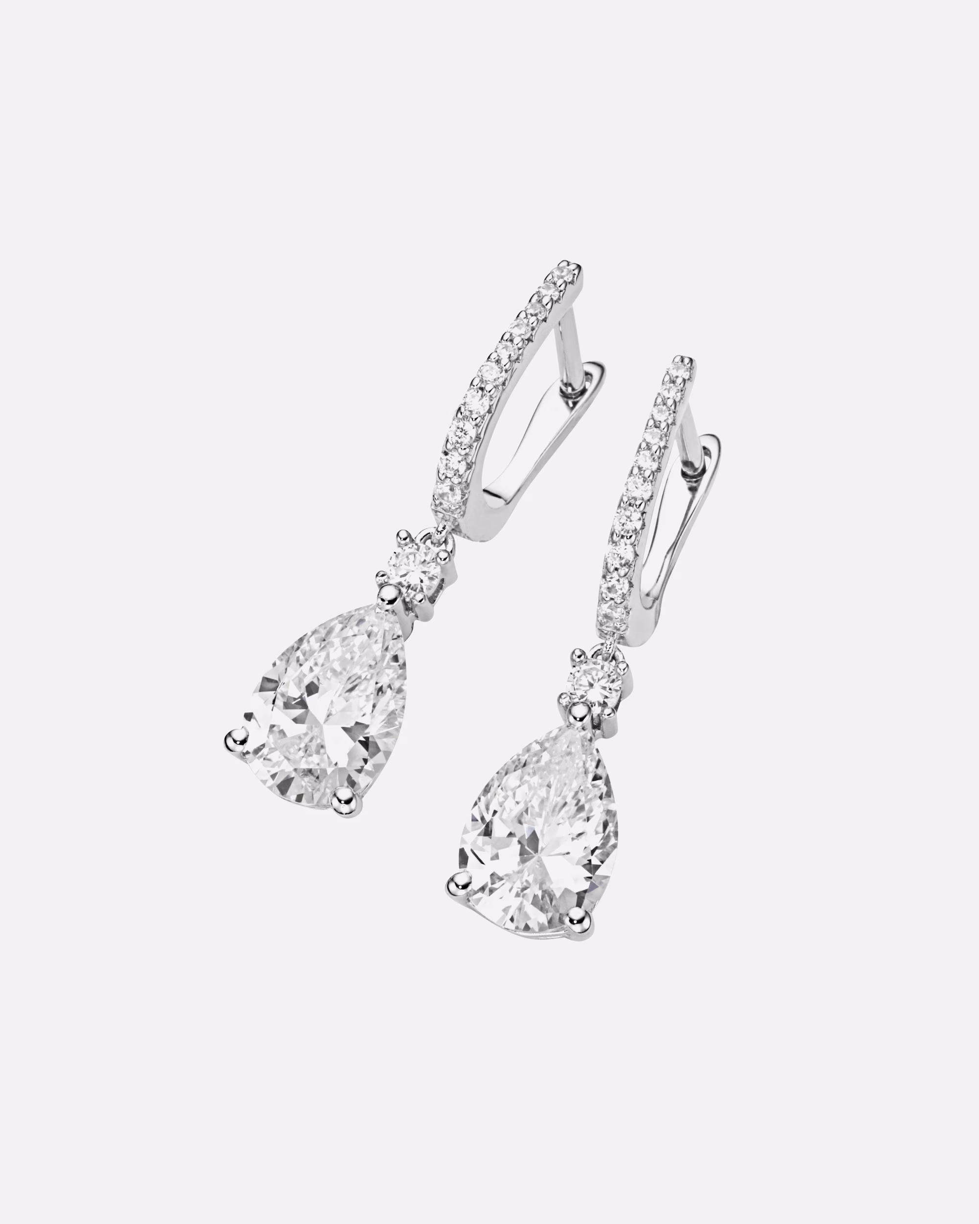 Smart Jewel hoop earrings with sparkling zirconia stones, silver 925 Onesize